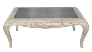CE-3525 Modern Oak Coffee Table with Smoked Glass Top