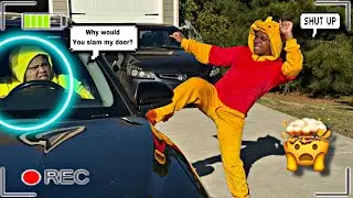 SLAMMING the car door to get fiancé reaction 😬