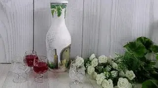 Декор бутылки в винтажном стиле/Bottle decor in vintage style