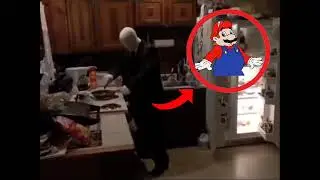 Mario catches Slenderman cooking hotdogs on a stove