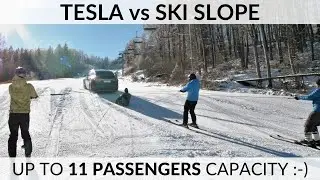 Tesla vs Ski Slope - The best lift ever! 😎