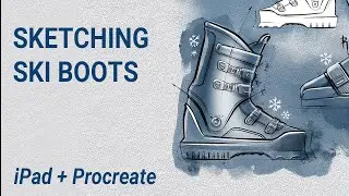 Sketching ski boots on Procreate for Weekly Design Challenge