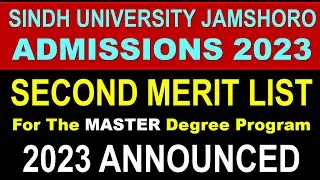 Sindh University Second Merit List of 2023 | Sindh University Admissions 2023 | Master