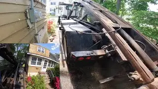 Tight Dumpster Delivery, OLD MACK ROLL OFF
