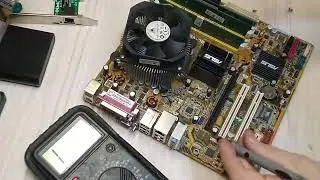 Ремонт материнской платы ASUS, перепайка конденсаторов