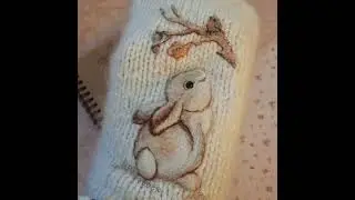 Варежки с рисунком зайчики 🐇 ручной работы 