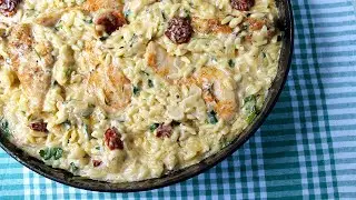 Incredibly delicious recipe Risoni with chicken in a creamy sauce (Orzo)