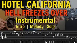 Hotel California Hell Freezes Over Intro & solo Lesson acoustic Guitar Tutorial with Tabs The Eagles