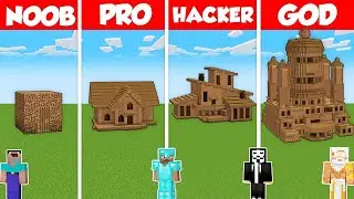 DIRT GRASS BASE HOUSE BUILD CHALLENGE - Minecraft Battle: NOOB vs PRO vs HACKER vs GOD / Animation