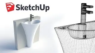 Modeling a Bathroom Sink - Sketchup tutorial timelapse