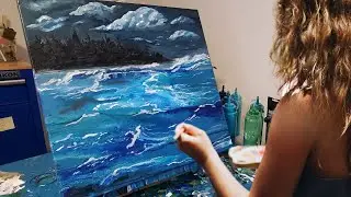 Transforming an Acrylic Pour into a Seascape | Relaxing Art Time Lapse