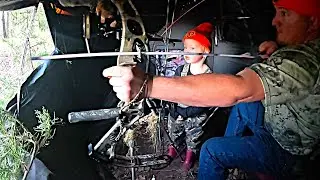 KILL SHOT!  BOW HUNTING from GROUND BLIND (UP CLOSE and PERSONAL)