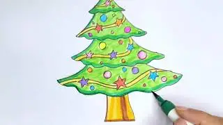 How to draw Christmas Tree 🎄  / Christmas tree drawing and coloring easy