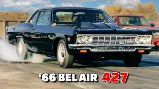 427 BIG BLOCK STREET LEGAL '66 CHEVY BEL AIR AT BYRON DRAGWAY!