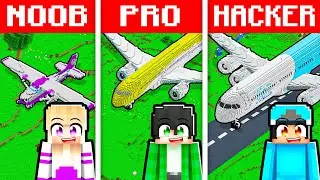 NOOB vs PRO: FAMILY PLANE HOUSE Build Challenge In Minecraft With Crazy Fan Girl!