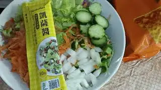 Vegetables Salad with Caesar dressing #cucumbesalad #lettucevegetable  #mixsalad #saladrecipe