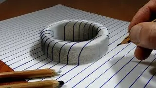 Draw a Round Hole on Line Paper   3DTrick Art
