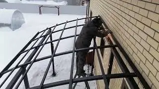 навес с монолитным поликарбонатом 3х6