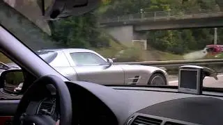 The batmobile (SLS) spotted on the Autobahn