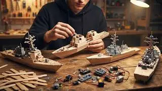 DIY Electronic Projects | I Turned Scrap Popsicle Sticks into a Working Warship