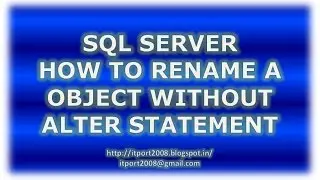 SP_RENAME in SQL Server