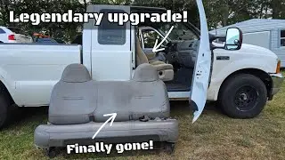 MUCH NEEDED Seat Swap for the '99 F250 👌🏽 Bench to BUCKETS!