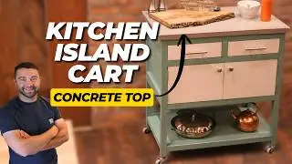 DIY Kitchen Island Cart with a Concrete Top