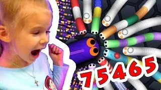 Slither io играть онлайн - Самая большая ЗМЕЯ - РЕКОРД массы 75000 СЛИЗАРИО на весь экран