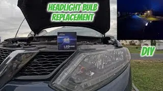 How To Replace Nissan Rogue 2014 - 2017 High Low Beam Headlight Bulbs I DIY