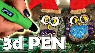 ✔РИСУЮ 3 D  РУЧКОЙ СНЕГОВИКА,ЁЛКУ,СОВУ,и НОВОГОДНЮЮ ИГРУШКУ