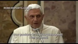 Benedict XVI addresses a speech to Pope Francis