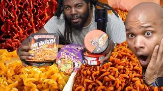 x3 MUKBANG SPICY FIRE NOODLES CHALLENGE