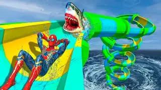 Spiderman's CRAZY Waterslide RIDE in GTA 5