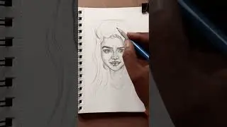 Drawing Beautiful Portrait ❤️ #paintwithroshan