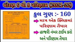 2021-22 (160 marks) । std 6 to 8 result excel file । for primary teachers