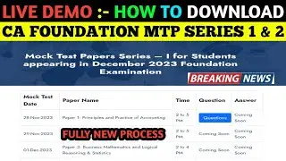 HOW TO DOWNLOAD CA FOUNDATION MOCK TEST PAPER || CA FOUNDATION EXAM DEC 2023