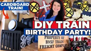 How I DIYed an EPIC Train Birthday Party on a BUDGET! 🚂 DIY Cardboard Steam Train Tutorial