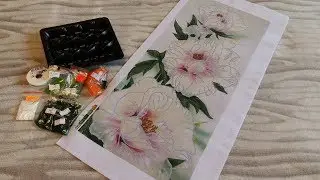 Partial beadwork Whites Peonies