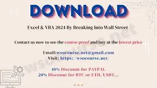 [Wsocourse.net] Excel & VBA 2024 By Breaking Into Wall Street