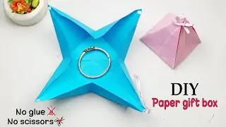 diy paper gift box without glue and scissors | paper gift box | how to make paper gift box