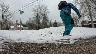 Snowskating a mini hill 