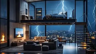 Drift into Sleep in a Stylish Loft Amidst Lightning Views 在能观赏闪电的时尚阁楼中安然入眠 稲妻の景色の中でスタイリッシュなロフトで眠りにつく