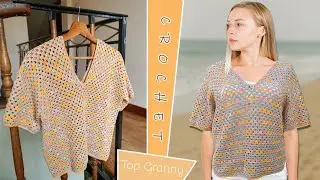 TOP EN CROCHET ULTRA SIMPLE 🧶 | 2 GRANNY seulement 😍IDEAL pour DÉBUTANT !