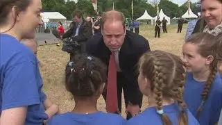 Prince William talks to youngsters at Magna Carta 800th anniversary event