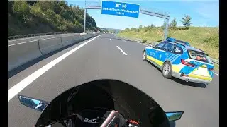 Autobahn A3 close to Frankfurt, Police making room, Top Speed of more than 300 km/h