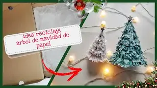 Arbol de navidad de papel de material reclicado -  Manualidades faciles y economicas 🎄