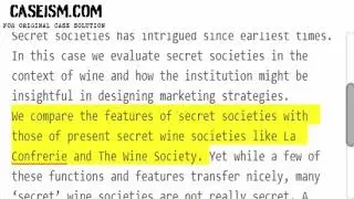 The secrets of secret societies: The case of wine Case Solution & Analysis Caseism.com