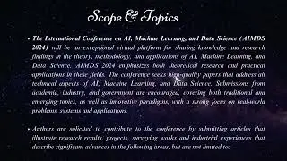 International Conference on AI, Machine Learning and Data Science (AIMDS 2024)