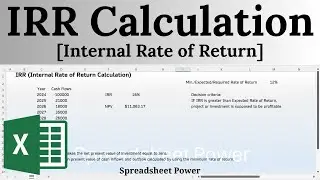 IRR (Internal Rate of Return) Calculation in Excel