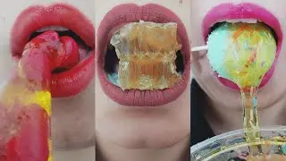 ASMR Mukbang Honey eating sounds / ASMR emoji Honey challenge #honey #emojifood #asmr